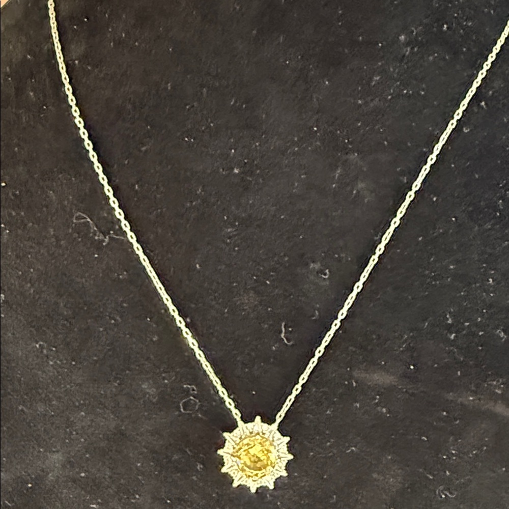 Stainless steel Radiant Sunburst Pendant Necklace in 20”